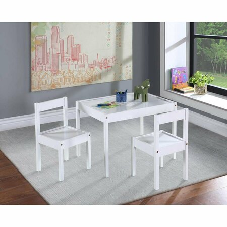 KD MUEBLES DE COMEDOR Della 3 Piece Solid Wood Kids Table & Chair Set, White KD3534027